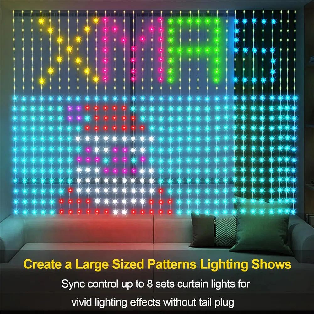 Smart LED Curtain Lights 400 RGB with App & Remote by HitMyNeed