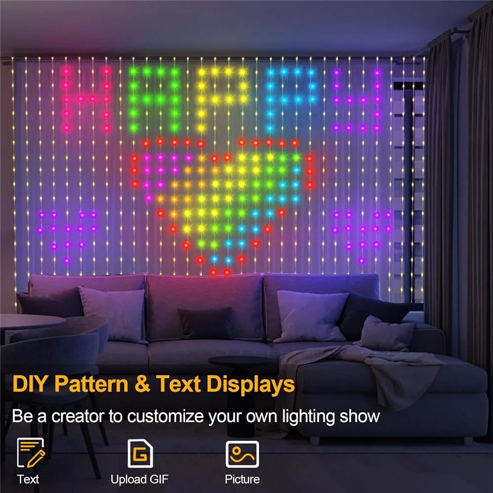 Smart LED Curtain Lights 400 RGB with App & Remote by HitMyNeed