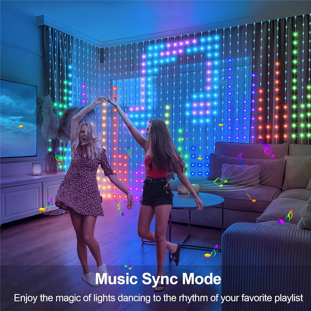 Smart LED Curtain Lights 400 RGB with App & Remote by HitMyNeed