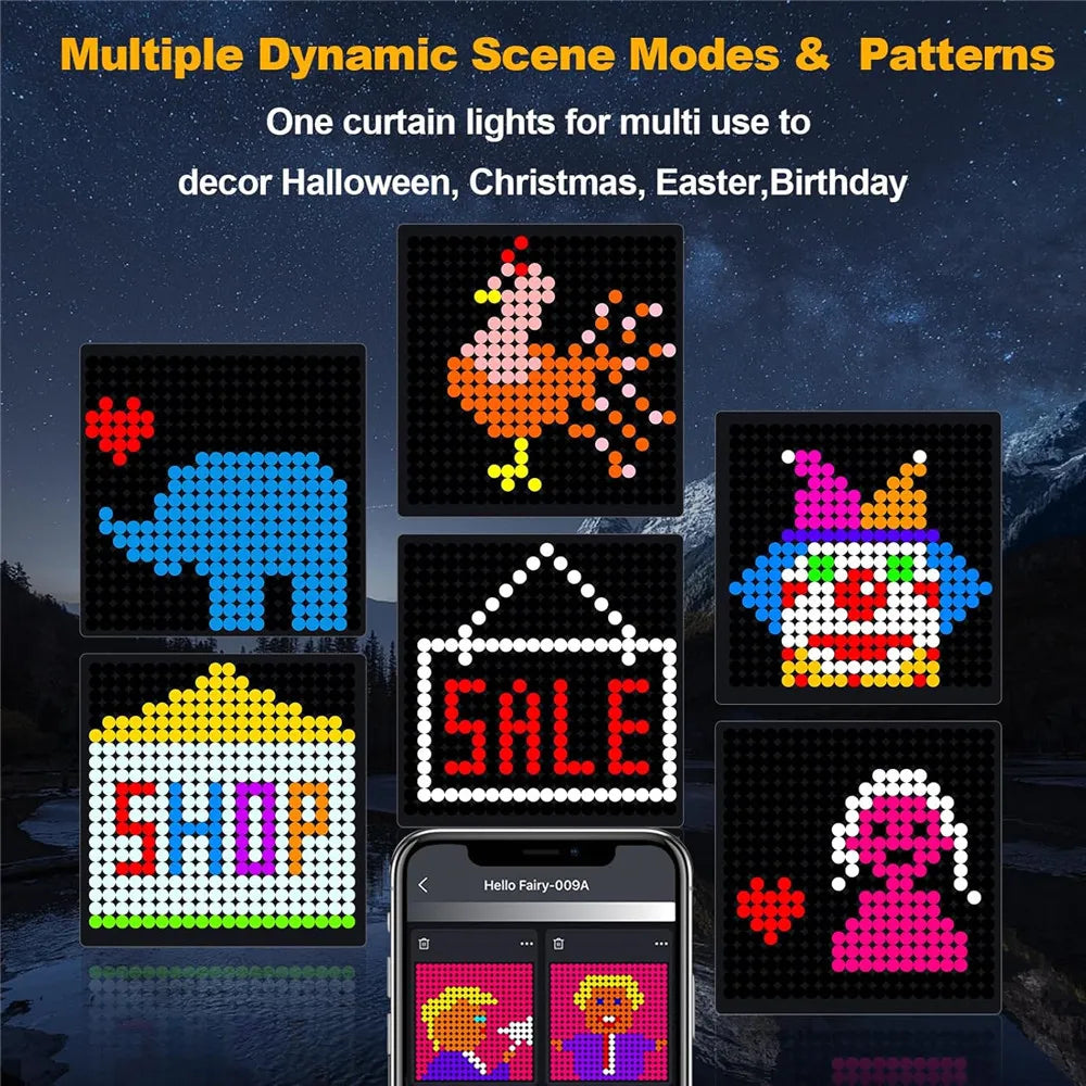 Smart LED Curtain Lights 400 RGB with App & Remote by HitMyNeed