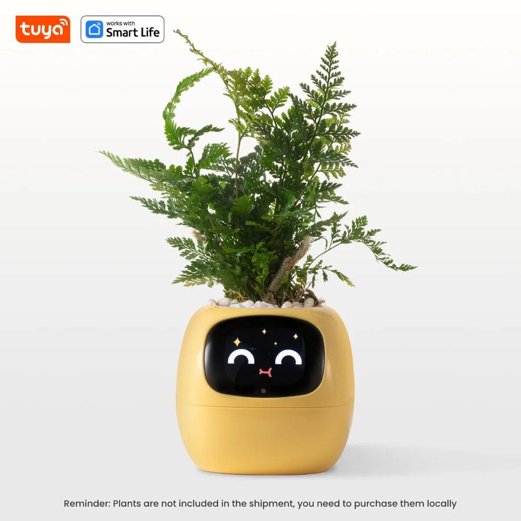 Smart Planter with AI, 49 Expressions & 7 Sensors yellow by HitMyNeed