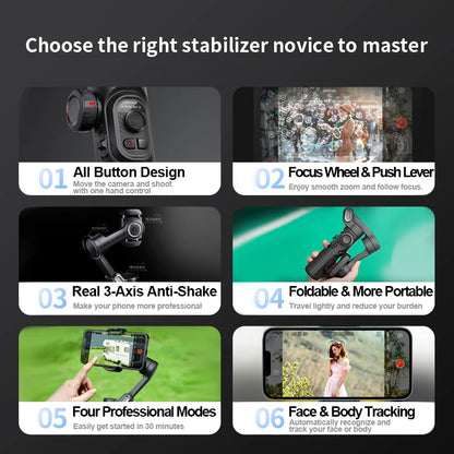 Smart XE 3-Axis Smartphone Gimbal with Fill Light by HitMyNeed