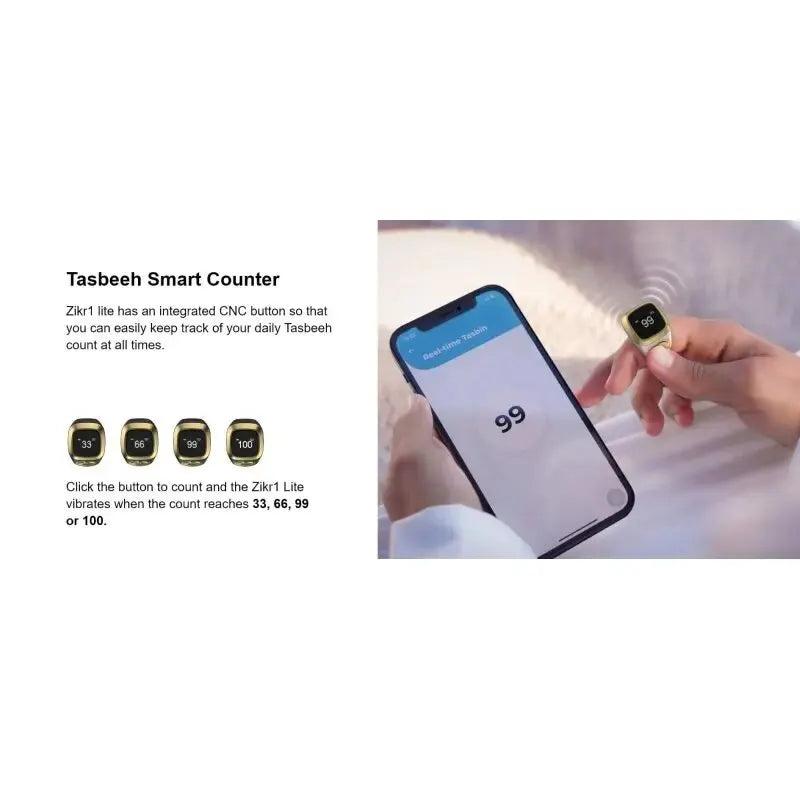 Smart Zikr Ring Tasbih Counter with Prayer Alerts by HitMyNeed