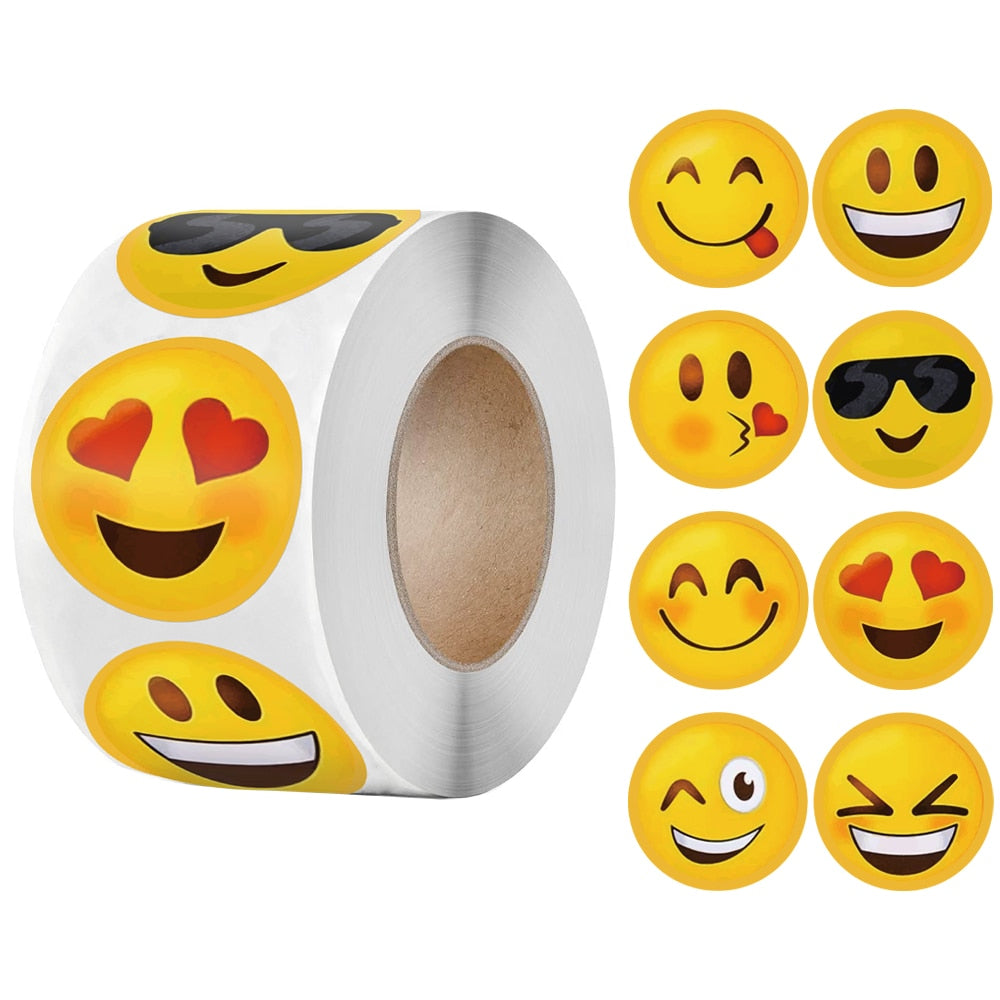 Smiley Face Reward Stickers Roll (500 pcs, 1.5 in) by HitMyNeed