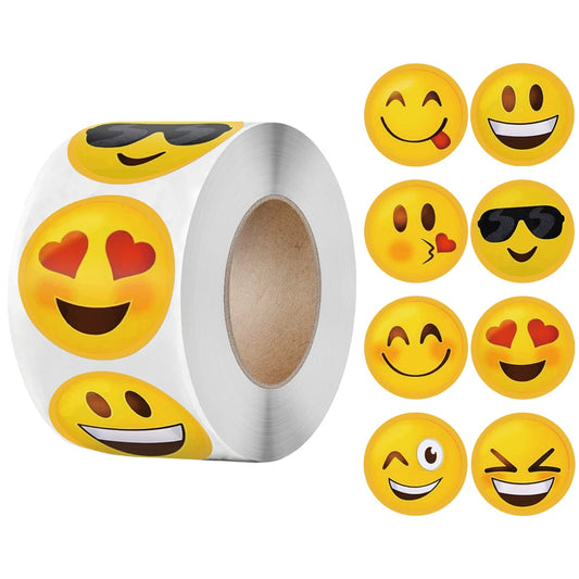Smiley Face Reward Stickers Roll (500 pcs, 1.5 in) by HitMyNeed