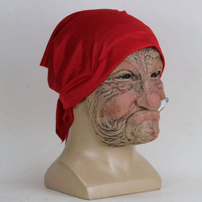 Smoking Granny Latex Mask with Red Scarf by HitMyNeed