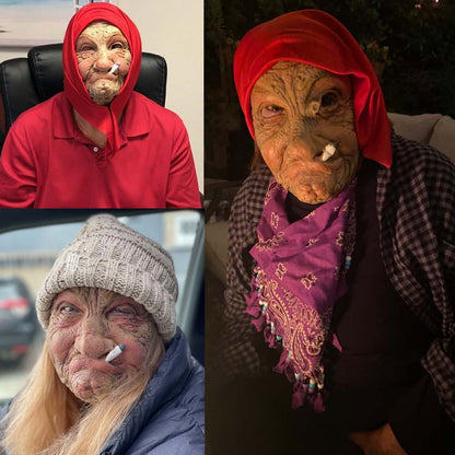 Smoking Granny Latex Mask with Red Scarf by HitMyNeed