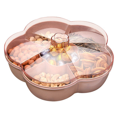 Snack Serving Plate with Transparent Cover, 6 Compartments by HitMyNeed