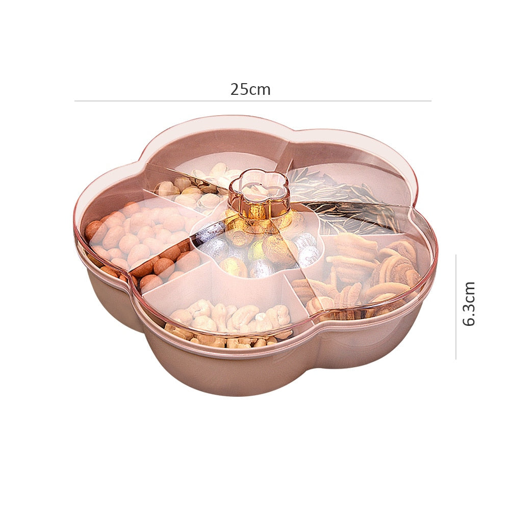 Snack Serving Plate with Transparent Cover, 6 Compartments by HitMyNeed