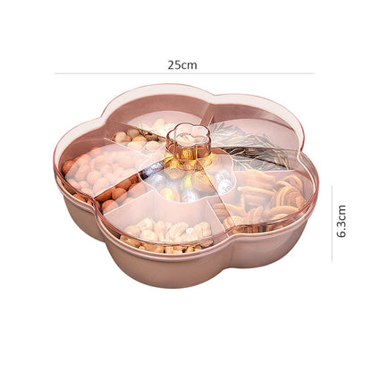 Snack Serving Plate with Transparent Cover, 6 Compartments by HitMyNeed