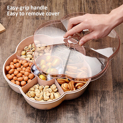 Snack Serving Plate with Transparent Cover, 6 Compartments by HitMyNeed