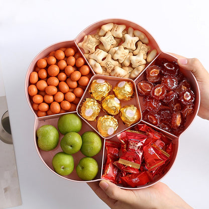 Snack Serving Plate with Transparent Cover, 6 Compartments by HitMyNeed
