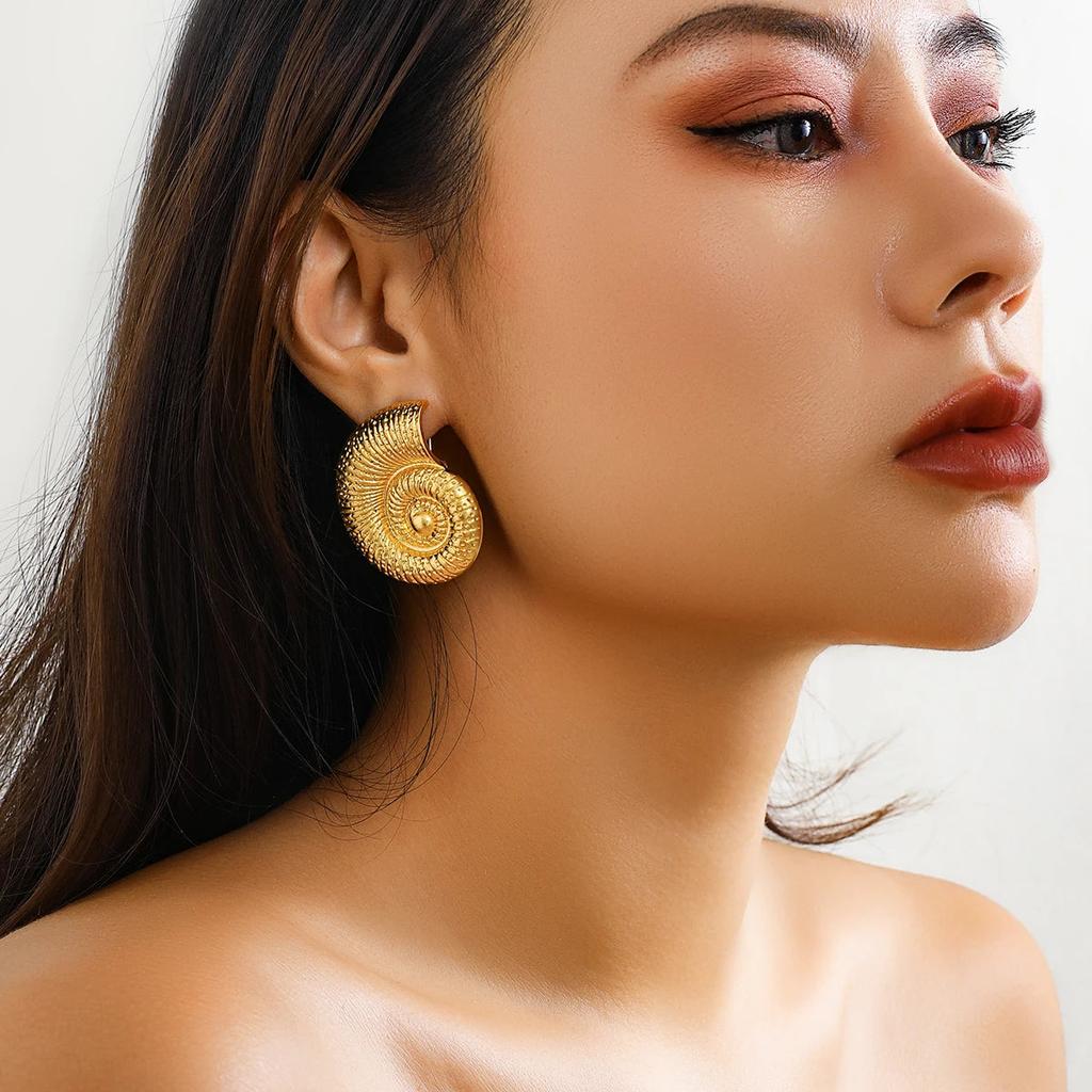 Snail Stud Earrings for Women, Metal Art Design by HitMyNeed