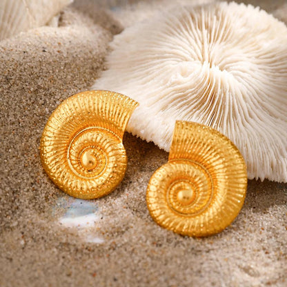 Snail Stud Earrings for Women, Metal Art Design by HitMyNeed