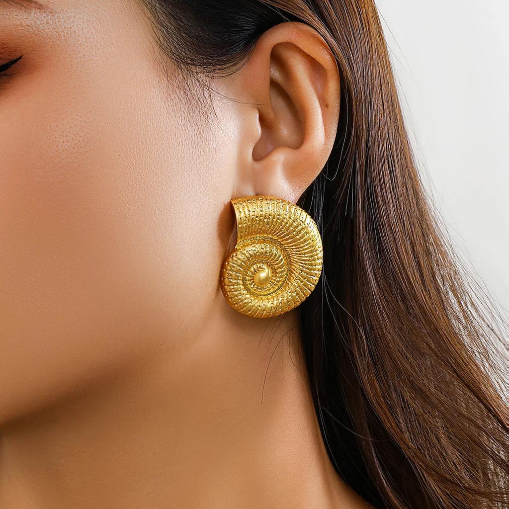 Snail Stud Earrings for Women, Metal Art Design gold-color by HitMyNeed