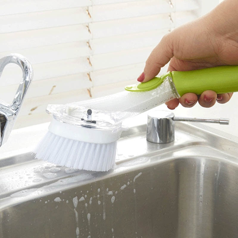 Soap-Dispensing Dishwashing Brush with Sponge Head by HitMyNeed