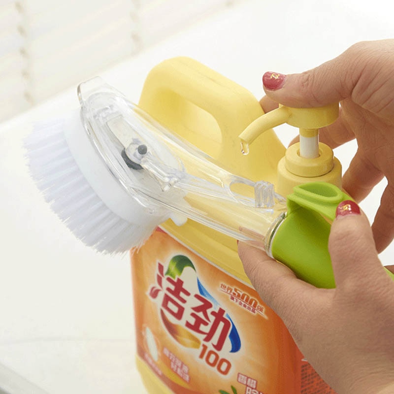Soap-Dispensing Dishwashing Brush with Sponge Head by HitMyNeed