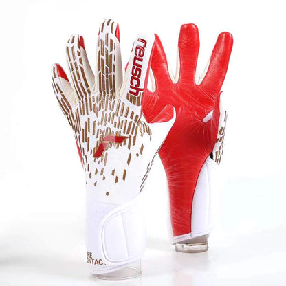Soccer Goalkeeper Gloves for Training and Match Play white-red size-6 by HitMyNeed