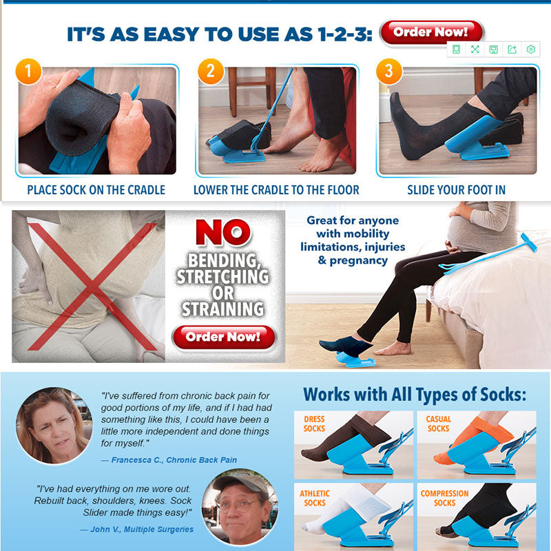 Sock Slider Aid for Elderly and Limited Mobility by HitMyNeed