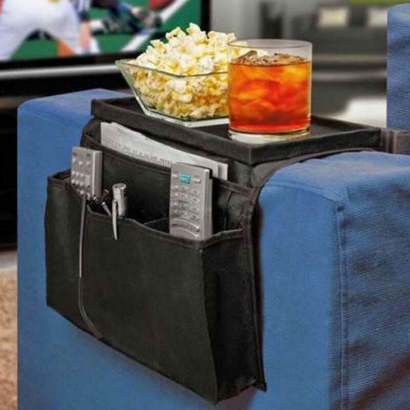 Sofa Armrest Tray with Organizer Pockets by HitMyNeed