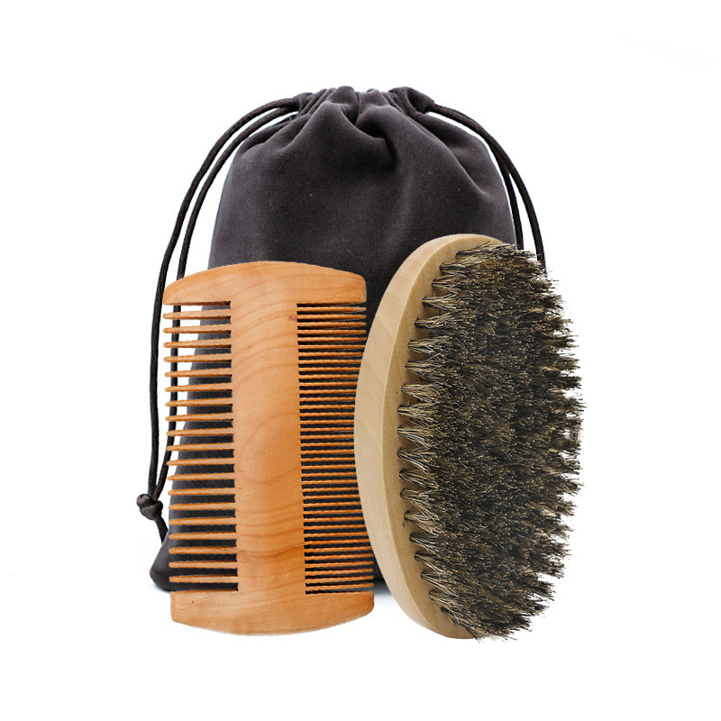 Soft Boar Bristle Beard Brush & Comb Gift Set by HitMyNeed