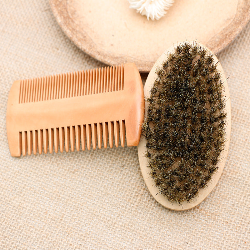 Soft Boar Bristle Beard Brush & Comb Gift Set by HitMyNeed