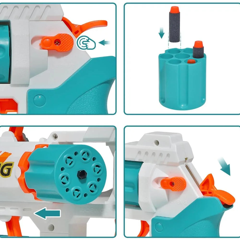Soft Bullet Foam Toy Gun with EVA Darts & Revolver Mode by HitMyNeed