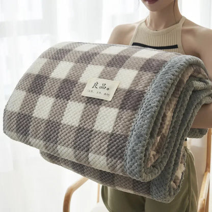 Soft Chenille Knit Throw Blanket for Couch & Bed coffee-mid-checkered 150x200cm-1-1kg by HitMyNeed