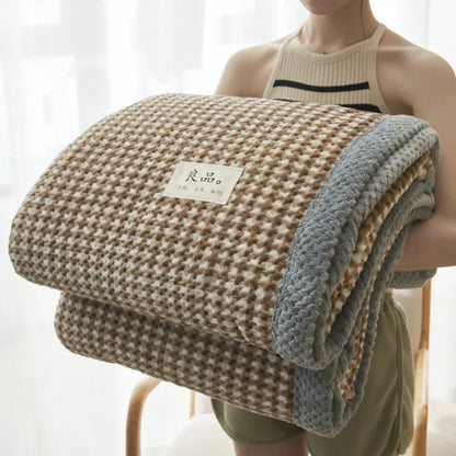 Soft Chenille Knit Throw Blanket for Couch & Bed coffeesmallcheckered 180x200cm-1-3kg by HitMyNeed