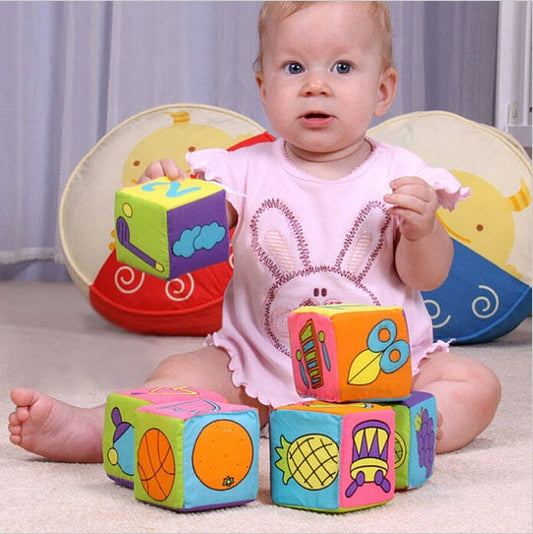 Soft Cloth Baby Blocks with Rattles (Set of 6) by HitMyNeed