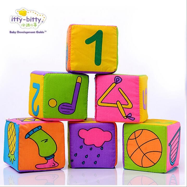 Soft Cloth Baby Blocks with Rattles (Set of 6) by HitMyNeed