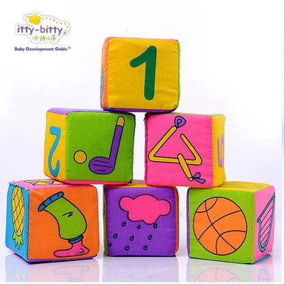 Soft Cloth Baby Blocks with Rattles (Set of 6) by HitMyNeed