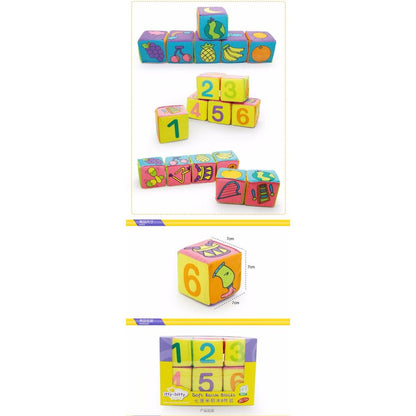 Soft Cloth Baby Blocks with Rattles (Set of 6) by HitMyNeed