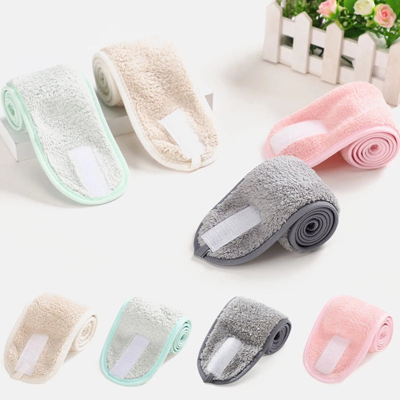 Soft Coral Fleece Adjustable Facial Headband by HitMyNeed