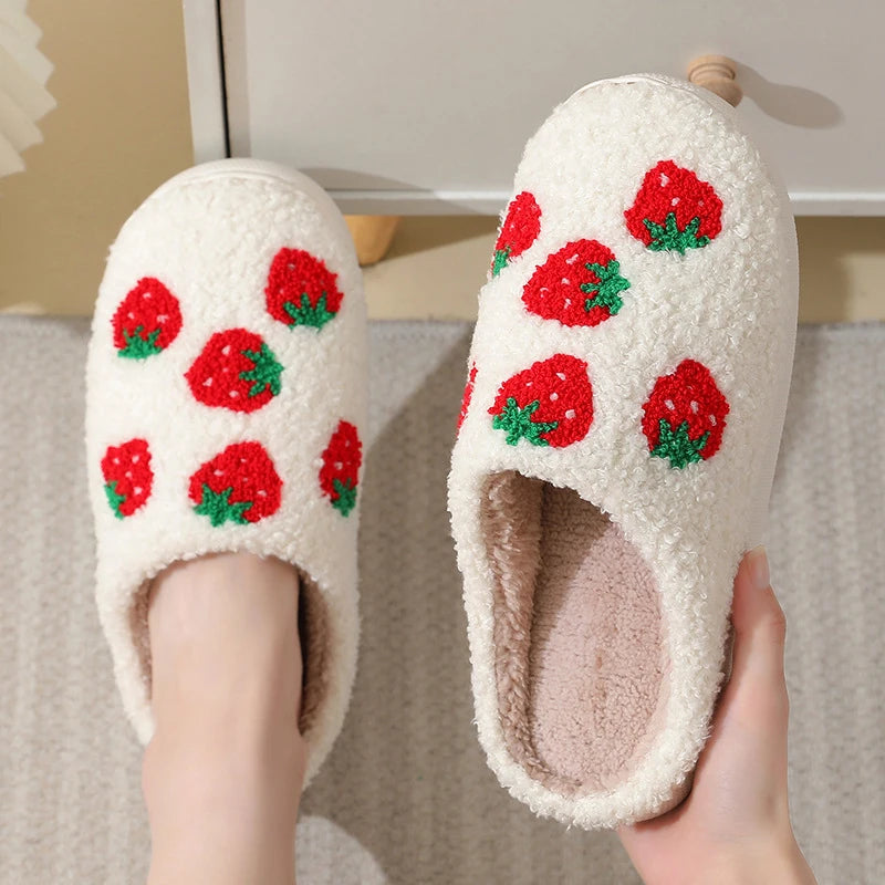 Soft Indoor Strawberry Slippers for Women & Teens by HitMyNeed