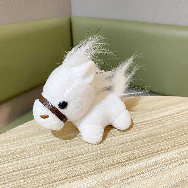 Soft Plush Horse Keychain Accessory white by HitMyNeed