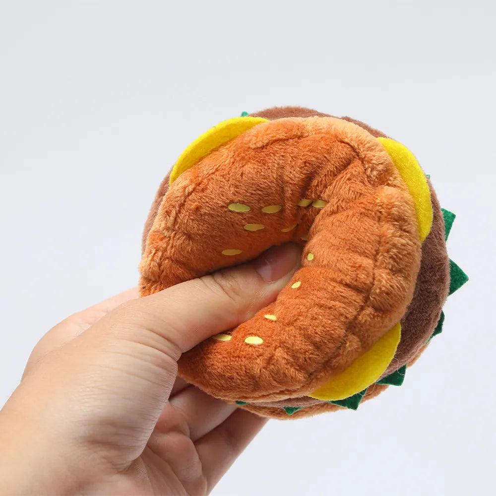 Soft Plush Squeaky Hamburger Dog Toy by HitMyNeed