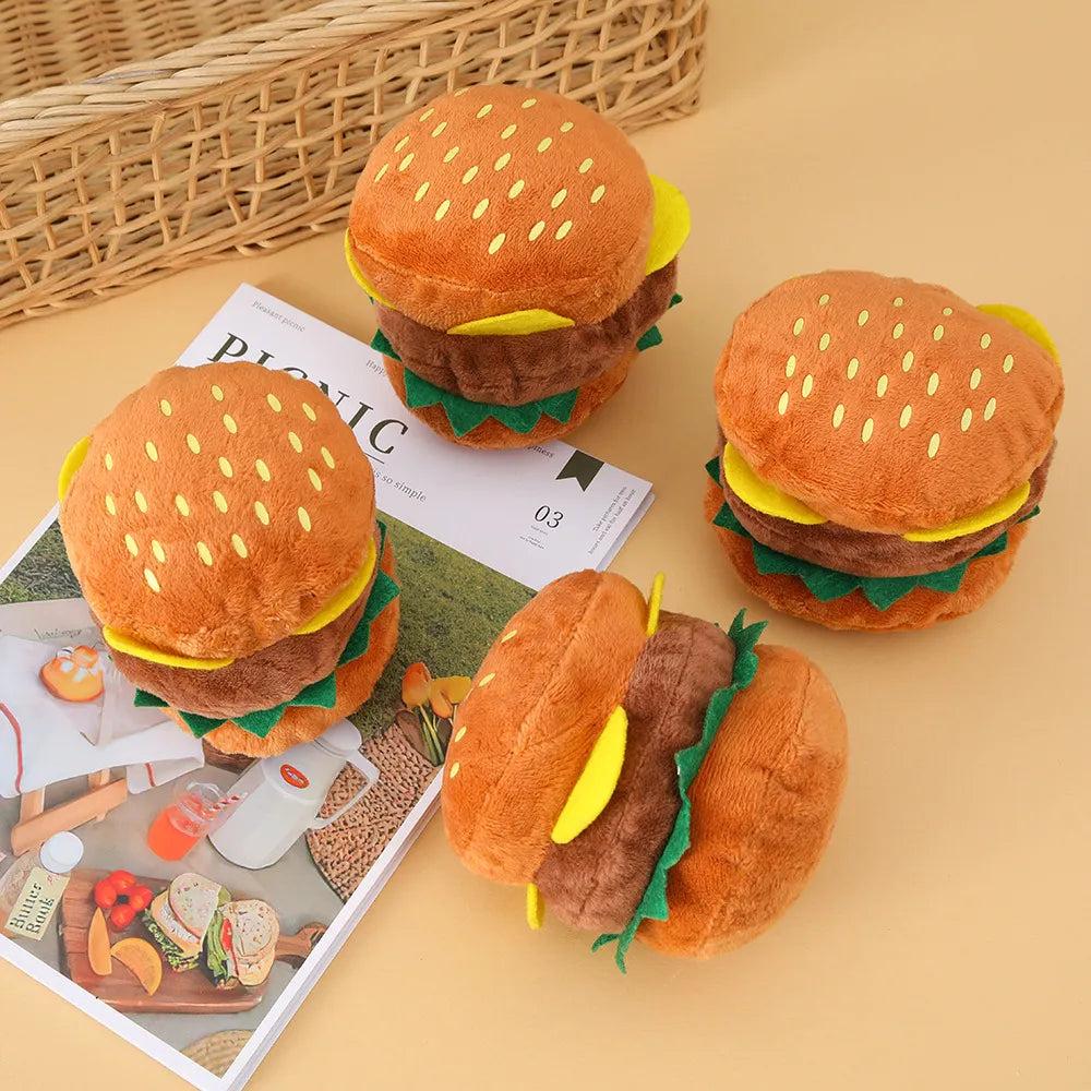 Soft Plush Squeaky Hamburger Dog Toy by HitMyNeed