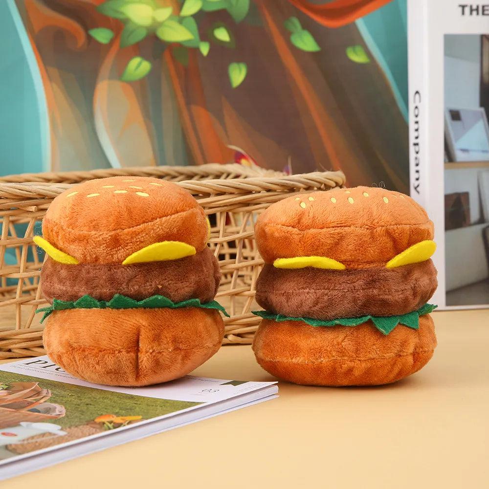 Soft Plush Squeaky Hamburger Dog Toy by HitMyNeed