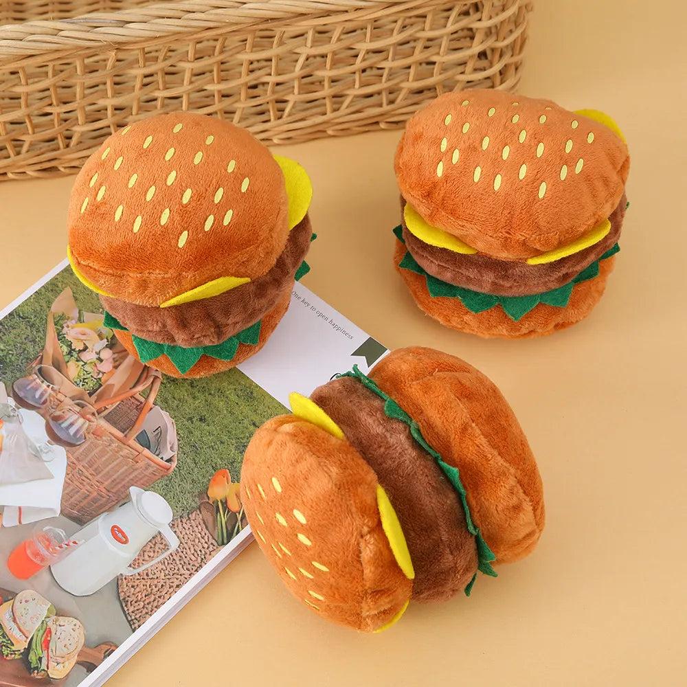 Soft Plush Squeaky Hamburger Dog Toy by HitMyNeed