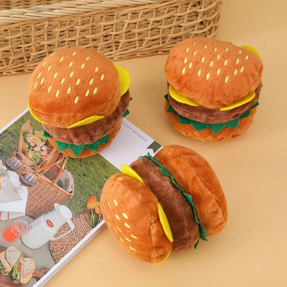 Soft Plush Squeaky Hamburger Dog Toy by HitMyNeed