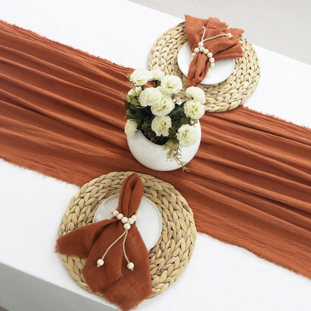 Soft Pure Cotton Table Runner with Rustic Texture by HitMyNeed