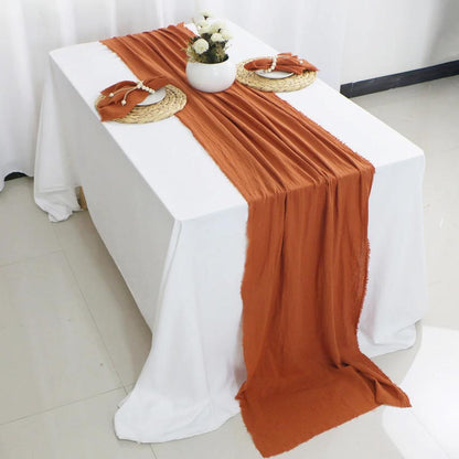 Soft Pure Cotton Table Runner with Rustic Texture by HitMyNeed