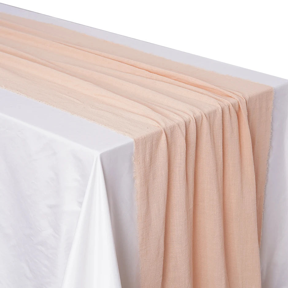 Soft Pure Cotton Table Runner with Rustic Texture apricot 40x200cm by HitMyNeed