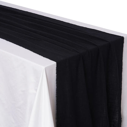 Soft Pure Cotton Table Runner with Rustic Texture black 40x200cm by HitMyNeed