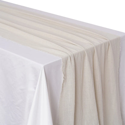 Soft Pure Cotton Table Runner with Rustic Texture ivory 40x400cm by HitMyNeed