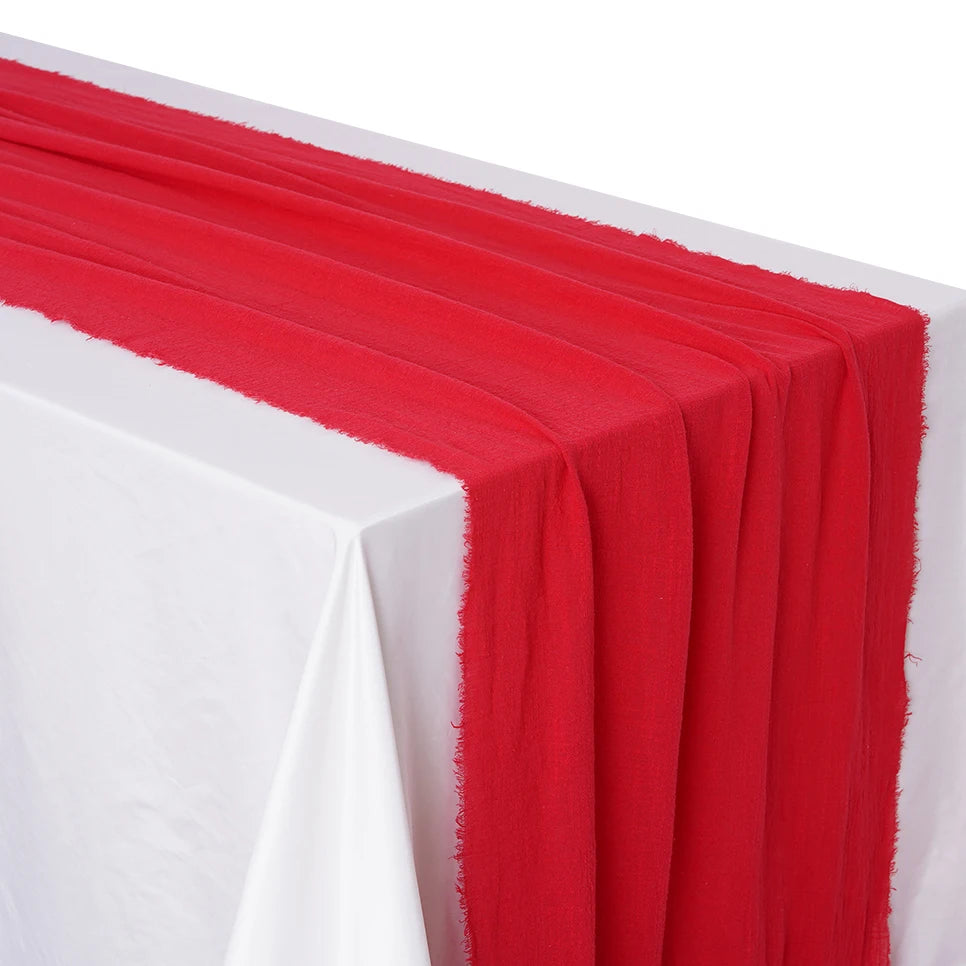 Soft Pure Cotton Table Runner with Rustic Texture red 40x200cm by HitMyNeed