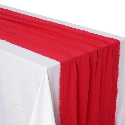 Soft Pure Cotton Table Runner with Rustic Texture red 40x200cm by HitMyNeed