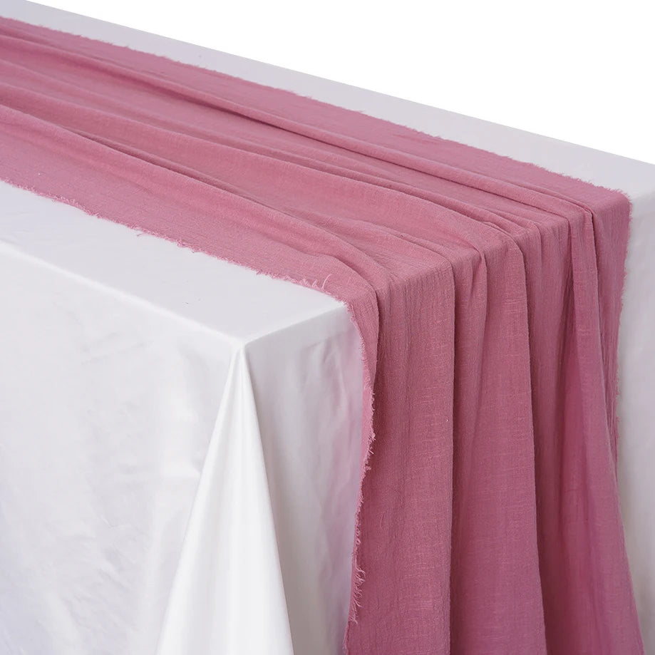 Soft Pure Cotton Table Runner with Rustic Texture rouge 65x200cm by HitMyNeed