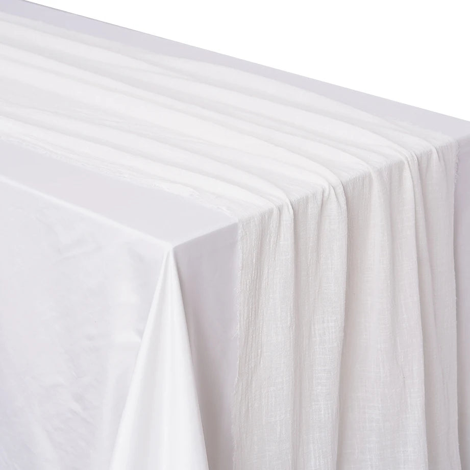 Soft Pure Cotton Table Runner with Rustic Texture white 65x200cm by HitMyNeed
